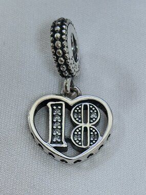 Pandora 18th Celebration Dangle Charm, S925 Silver Jewelry